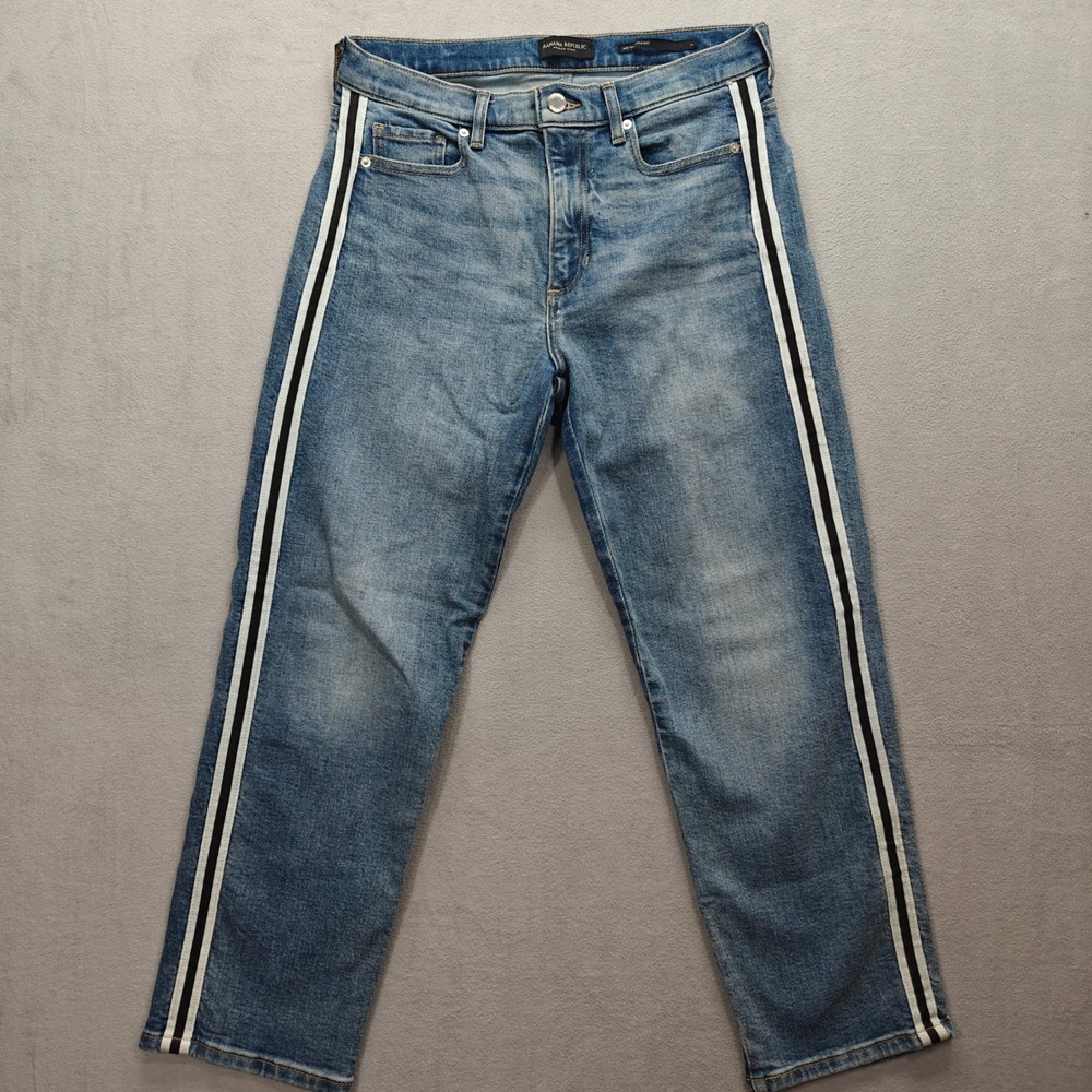 Banana Republic Side Stripe Jeans Womens 28 Mid Rise Straight 90s Y2K Downtown